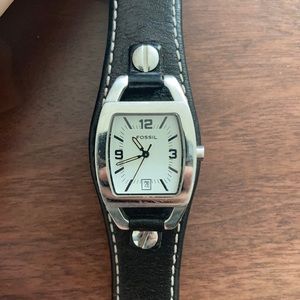 Women’s Black Cuffed Fossil Watch
